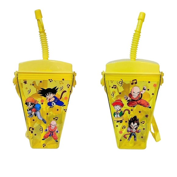 Dragon Ball Z Kids Yellow Plastic Water Bottle Portable Shoulder Strap 16oz - Picture 1 of 5